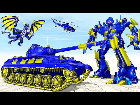 😱Tank Robot Car Helicopter Transform Games: Battle of 🤖#robot-Game#robotaraba #robotdog