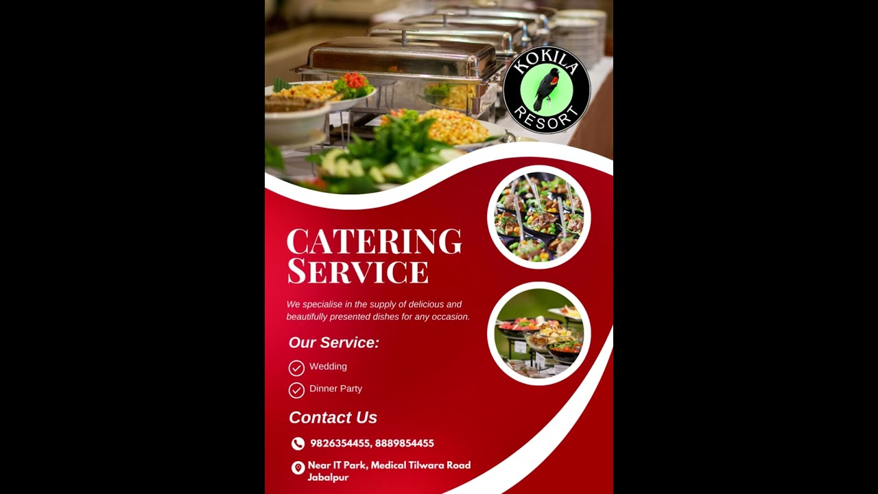 Red and White Modern Elegant Catering Service Flyer
