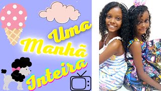 NOSSA ROTINA DE MANHA DE DOMINGO (acordando, arrumando, programas infantis, passeio e comida).