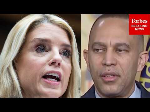 JUST IN: Jeffries Reacts To Bondi Having Jayapal's Epstein Search History At Hearing