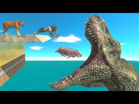 WHO can AVOID FALLING SPIKE and JUMP Over DINO and WHALES - Animal Revolt Battle Simulator