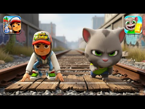 Subway surfers VS Talking Tom Gold Run, New Update Subway surfers Map Gameplay 