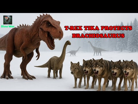 T-Rex Tika Rescues the Brachiosaurus from a Ferocious Wild Wolf Pack