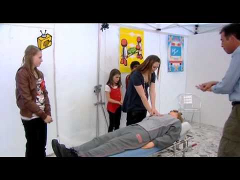 mannequin-man performming as a CPR Dummy: The Tricky TV team have set up a life saving course in a shopping centre to demonstrate resuscitation techniques (CPR) to the general public. for Foundation TV on 09/05/2010
