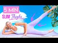 5 MINUTE SLIM THIGHS and SIDE BOOTY  💕 No Equipment Pilates workout