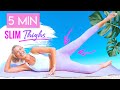 5 MINUTE SLIM THIGHS And SIDE BOOTY No Equipment Pilates Workout