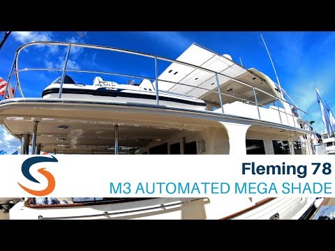 Fleming Yachts 78 with SureShade M3 Mega Boat Shade