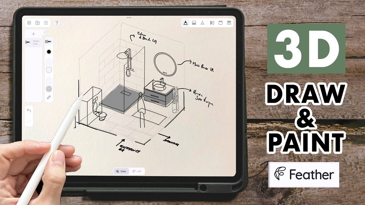 I SKETCH my bathroom in 3D!! - FEATHER 3D app guide & tutorial 🎨