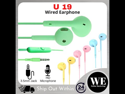 (Ready Stock) Macaron Wired Earphone U19 - Twins In-Ear 3.5mm Jack Wired Earbud Microphone Colourful Handsfree Stereo