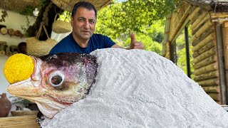 דג ענק נאפה בתוך קונכיית מלח ממאגרי הכפר האזרבייג'ני