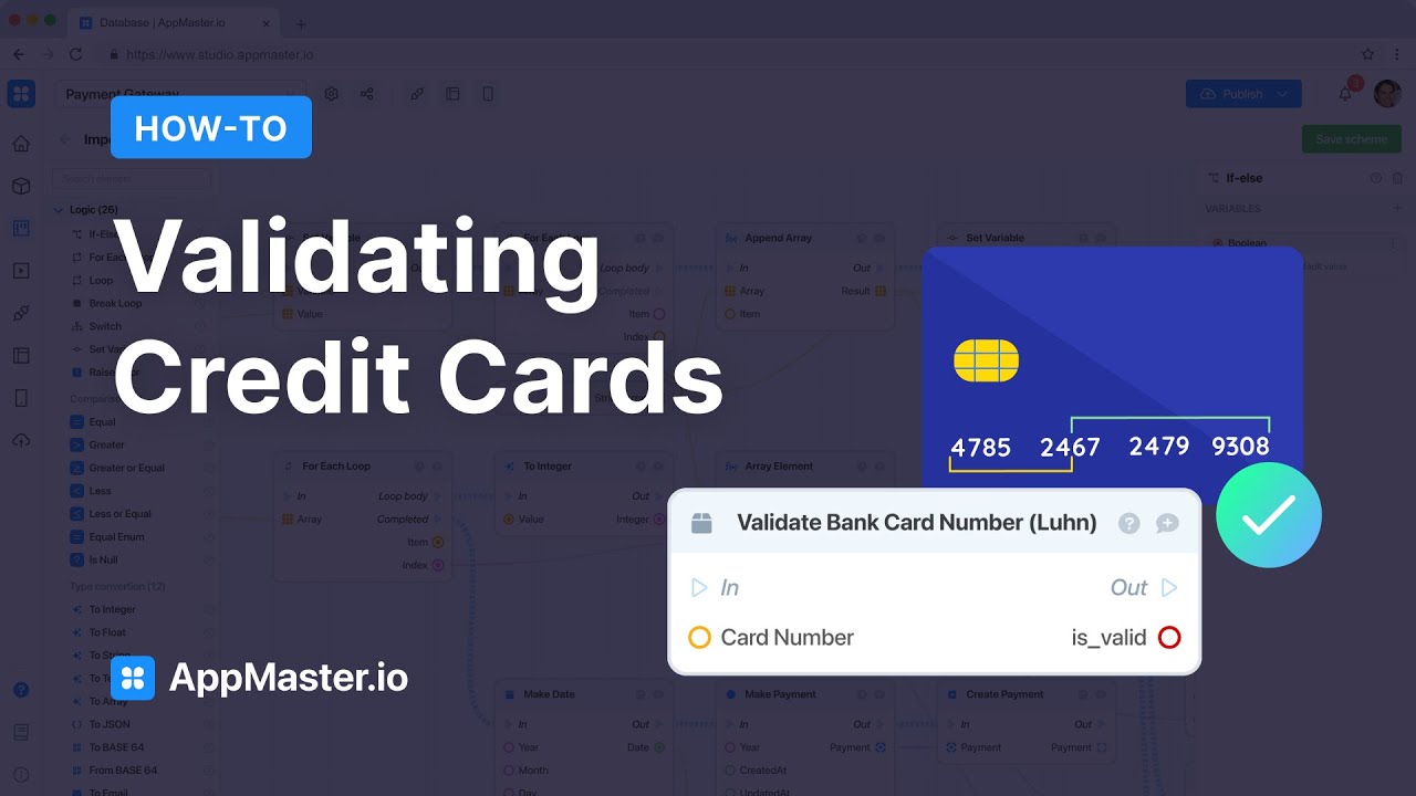 AppMaster.io How-To: Validating Credit Cards