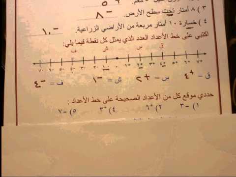 الصف السادس الوحدة التاسعة: الأعداد الصحيحة والمعادلات البند الأول
