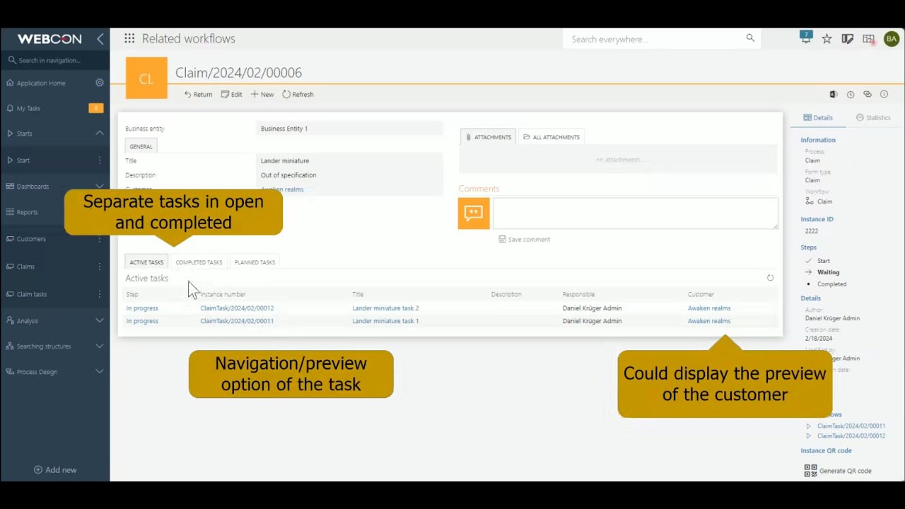WEBCON BPS: Related workflows