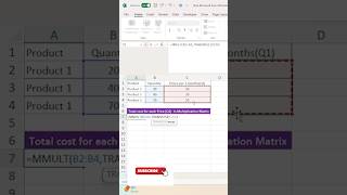 MMULT Function to multiply two arrays and get result with an array in Excel. #excel #exceltips #fyp
