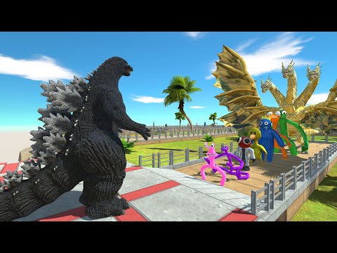 Heisei Godzilla vs Rainbow Friends OASIS DEATH RUN - Animal Revolt Battle Simulator