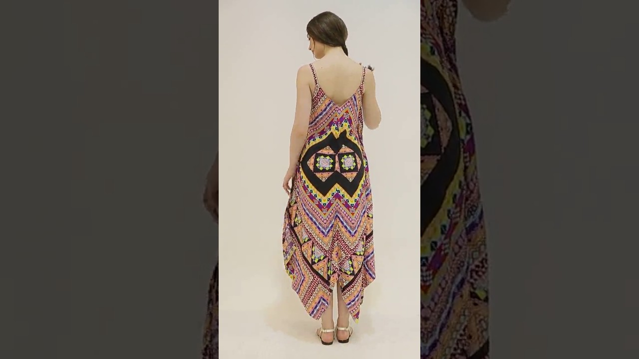 UP Ultrapink Missy Womens Designer Woven Maxi Dress Hanky Hem Strappy Shoulder