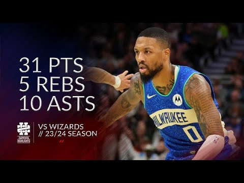 Damian Lillard 31 pts 5 rebs 10 asts vs Wizards 23/24 season