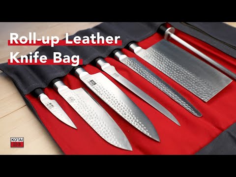 KOTAI PRODUCTS - Roll-up Knife Bag (leather and canvas) - Trousse à Couteaux (cuir et toile)