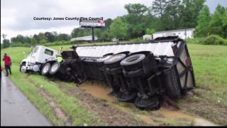 18-wheeler collides with car