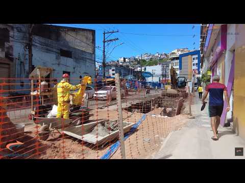 SALVADOR BAHIA - COMO ESTÃO AS OBRAS DO VLT NO LARGO DA CALÇADA - CAMINHADA ATÉ O LARGO DOS MARES