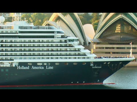 Thumbnail for Holland America Line Cruise Ship Noordam looks beautiful at Sunrise in Sydney Harbour 
