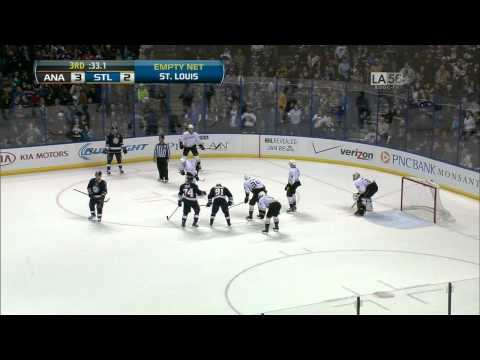 Last 2.5 mins of game. Empty net. Anaheim Ducks vs St. Louis Blues 1/18/14 NHL Hockey.