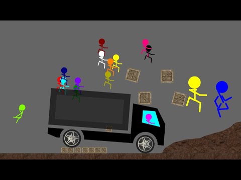 marble race : Escape from the Truck -  Survival MarbleRrace In Algodoo - stick figure in algodoo