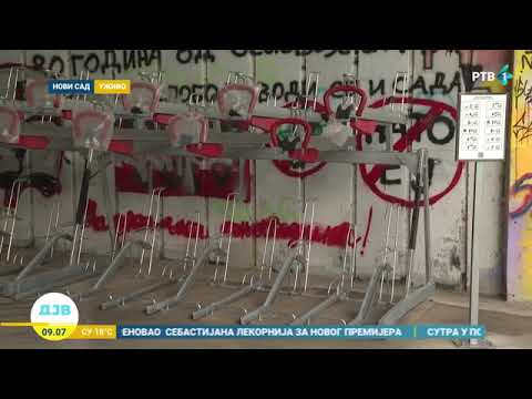 Нови паркинг за бициклисте испод Моста слободе („Добро јутро Војводино, РТВ, 10. 9. 2025.)