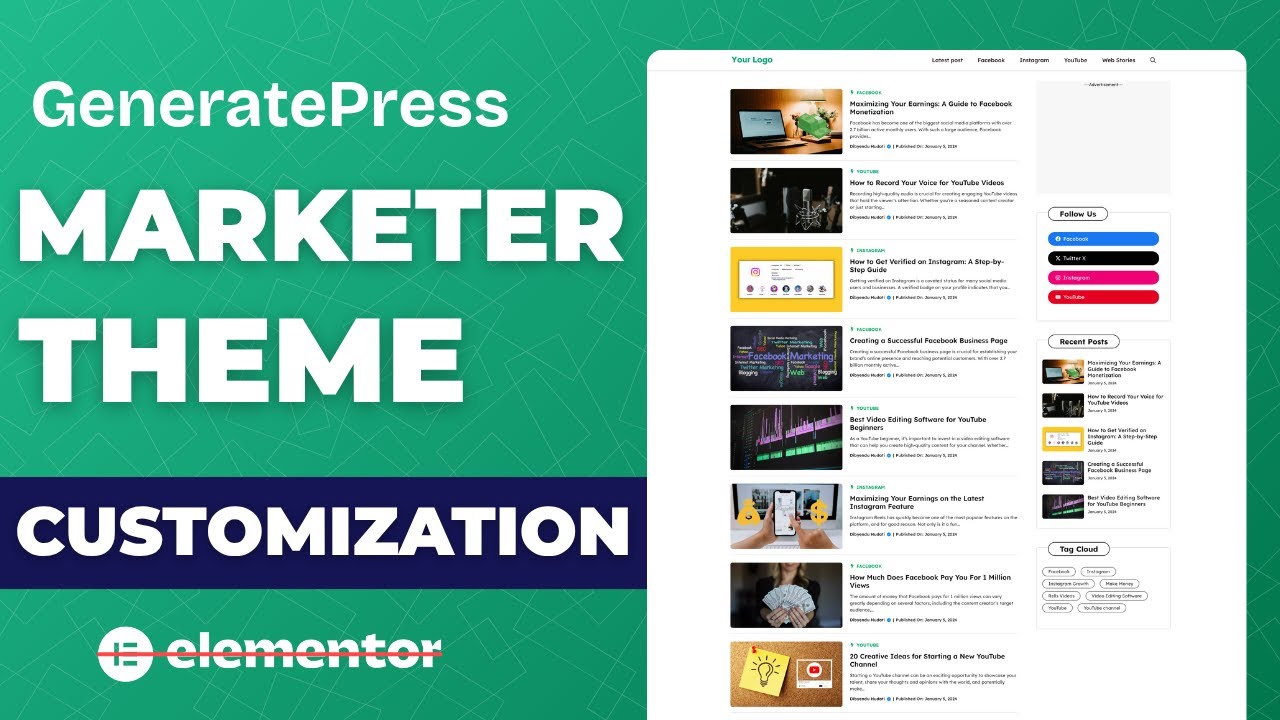 GeneratePress Marketer Theme Customization Step by Step Guide 🔥