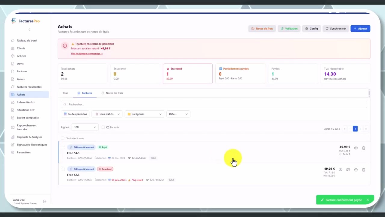 Tutoriel vidéo : Factures fournisseurs — Formation FacturesPro