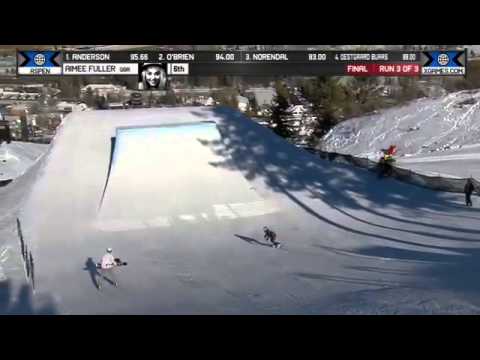 Aimee Fuller Run 3 Women's Snowboard Slopestyle final at X Games Aspen 2014