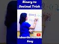 Binary To Decimal Trick Number System Trick For SSC CGL CHSL RRB NTPC Ssc Ashortaday Shorts