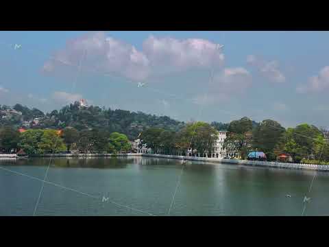 Aerial Drone View of Sri Lanka Capital Kandy City and Lake Famous Country Landmark