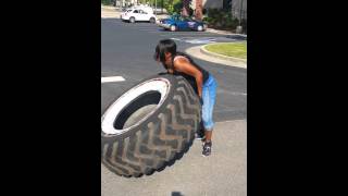 preview picture of video 'APF Females Flipping A 240lb Tractor Tire'