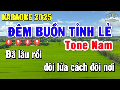 Đêm Buồn Tỉnh Lẻ Karaoke Tone Nam ( Eb ) Nhạc Sống 2025 | Trọng Hiếu