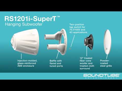 Slide 5 - Soundtube 12' Subwoofer 276watts @100V, 300watts @4 ohms, includes hanging kit. Black (video)
