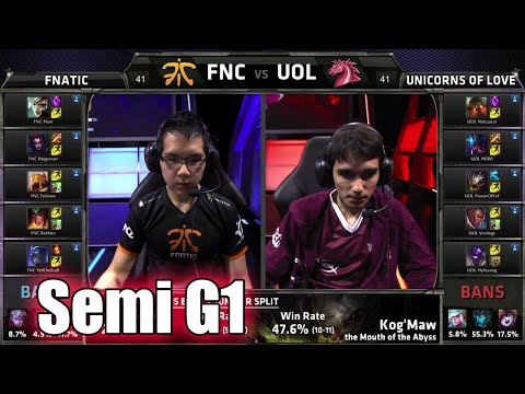 Fnatic vs Unicorns of Love | Game 1 Semi Finals S5 EU LCS Summer 2015 Playoffs | FNC vs UOL G1 SF