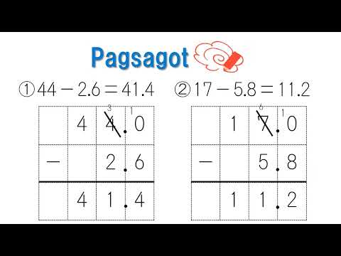 小3＿整数－小数1位減法（フィリピノ語版）