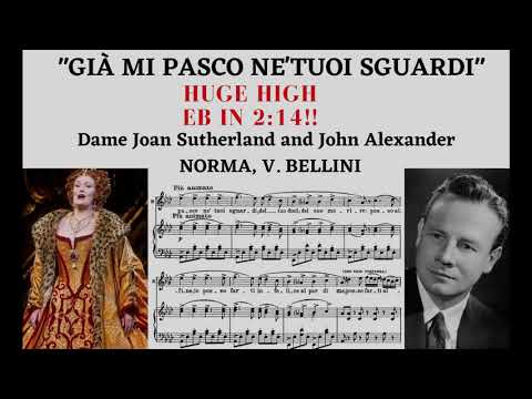 Dame Joan Sutherland (GORGEOUS High Eb in 02:14!!) and John Alexander - Norma, V. Bellini (score)