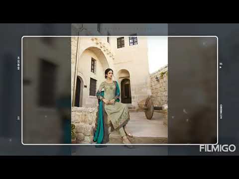 MIHIKA BY GLOSSY SATIN GEORGETTE EMBROIDERY STRAIGHT SALWAR KAMEEZ