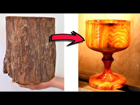 From Log To GOBLET - Woodturning from START to FINISH! ASMR