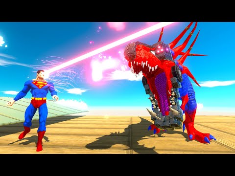 SUPERMAN vs SPIDER-MAN T-REX SKY DEATH FALL - Animal Revolt Battle Simulator