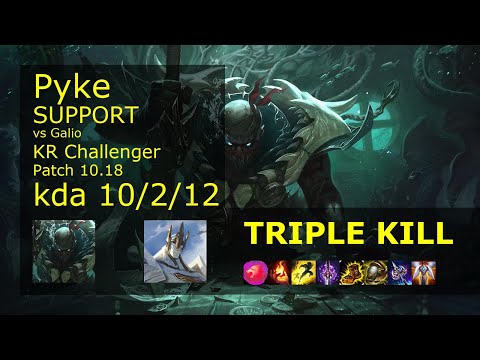 Pyke Support & Xayah vs Galio & Yasuo - KR Challenger 10/2/12 Patch 10.18 // [롤] 파이크 vs 갈리오 서폿