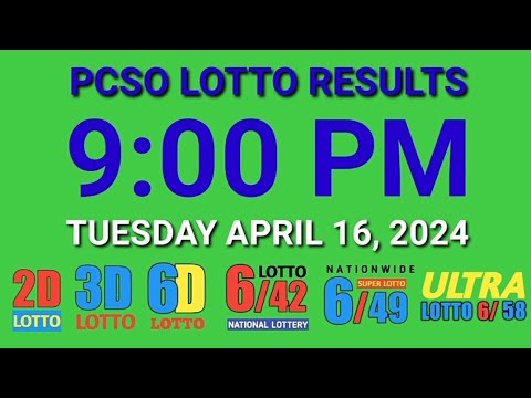 9pm Lotto Results Today April 16, 2024 Tuesday ez2 swertres 2d 3d pcso