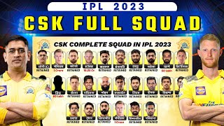 Chennai Super Kings Squad After Auction 2023 — CSK All 25 Players List — Csk Full New Squad 2023