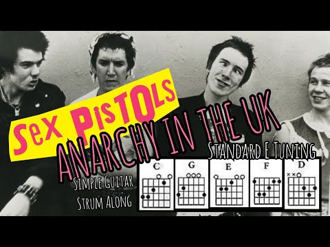 Anarchy in the UK, By Sex Pistols. Guitar Chords and Lyrics video.
