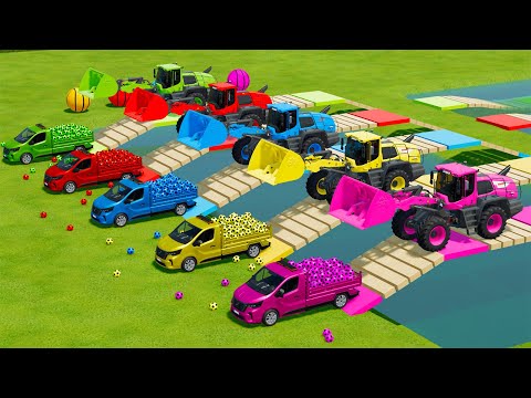 TRANSPORTING MINI SOCCER BALLS WITH NISSAN CARS & CLAAS LOADERS - Farming Simulator 22