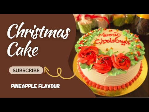 Christmas Pineapple Cake Recipe | Cream Icing & Decoration | Home Bakery