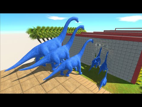 Colored Different Size Herbivorous Dinosaurs Clash Block Race -Animal Revolt Battle Simulator