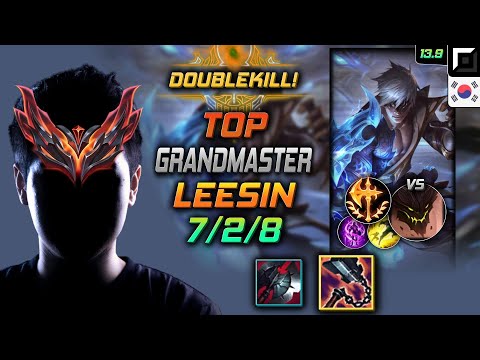 GrandMaster Top Lee Sin Build Goredrinker Conqueror - Lee Sin Top vs Malphite - LOL KR 13.9